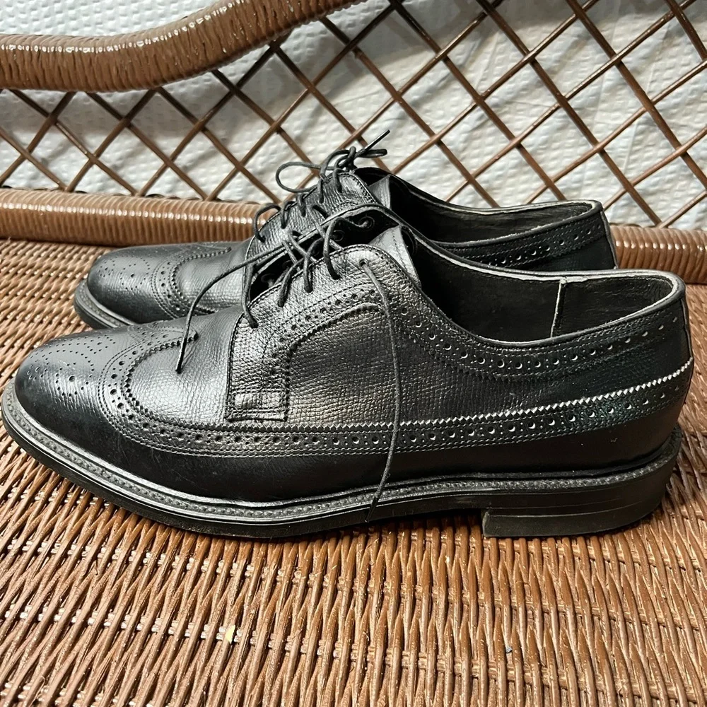 Vintage Executive Imperials Black Wingtip Full Brogue Oxfords Shoes Size 9C